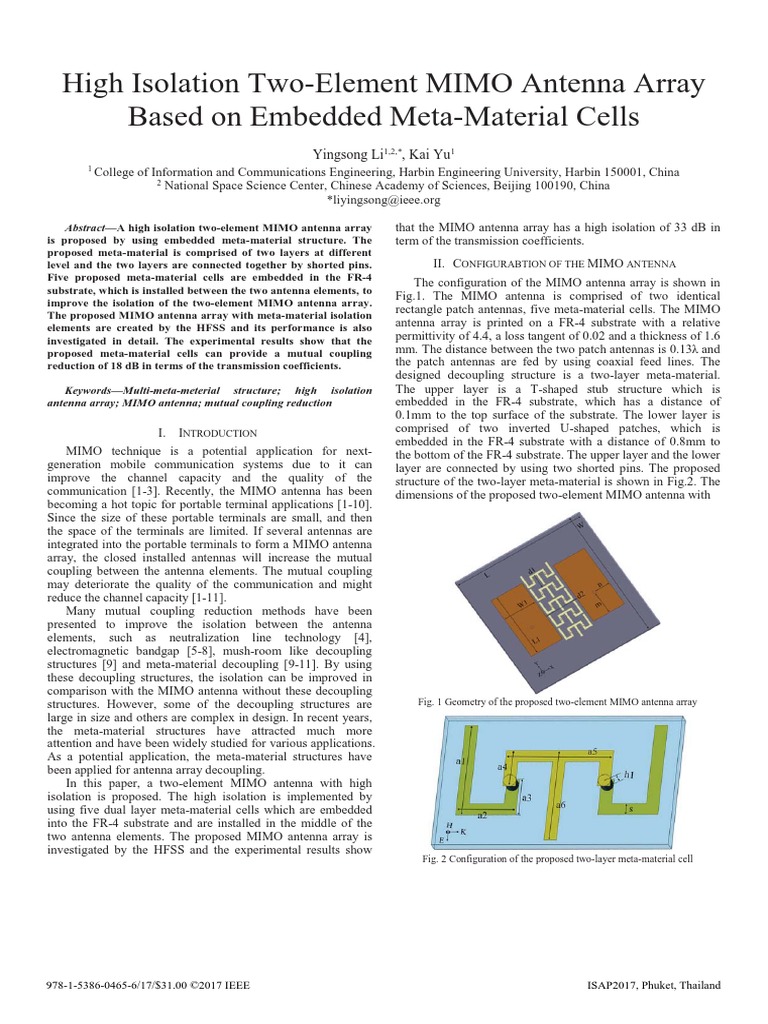 High Isolation Two-Element MIMO Antenna Array Based On Embedded Meta ...