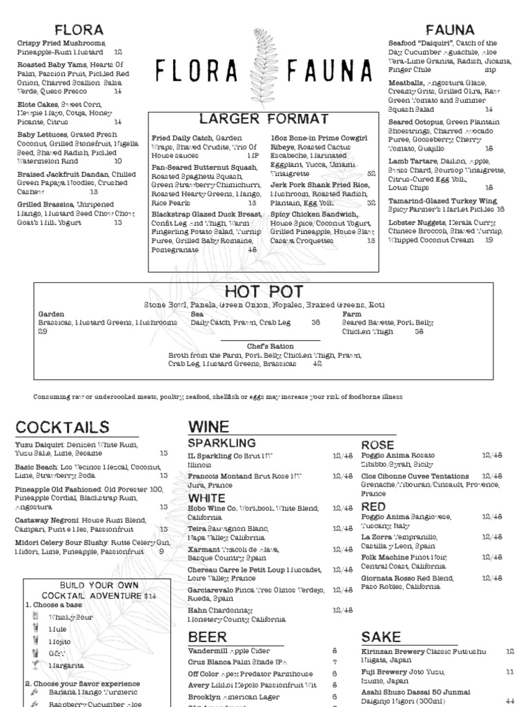 Flora and Fauna Menu PDF Pickling Foods