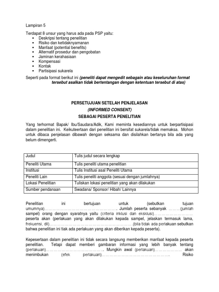 Unsur Penting PSP Penelitian Kesehatan | PDF