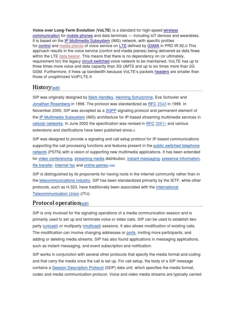 Voice Over LongTerm Evolution PDF Session Initiation Protocol Application Layer Protocols