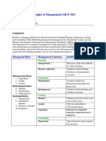 Principles of Management (MGT 503) : Assignment No. 1 Semester: Spring 2019 Due Date: May 22, 2019