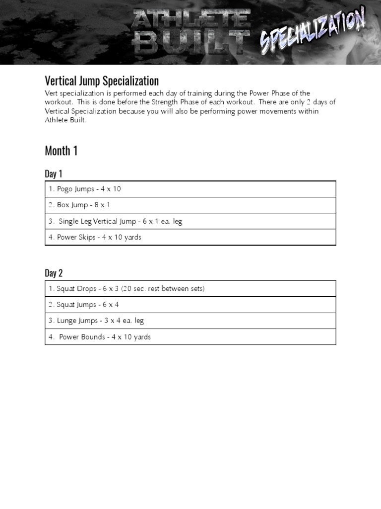 Vertical Jump Specialization 1 1 | PDF