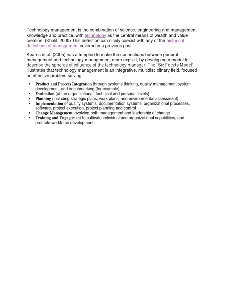 Understanding Technology Management Models | PDF