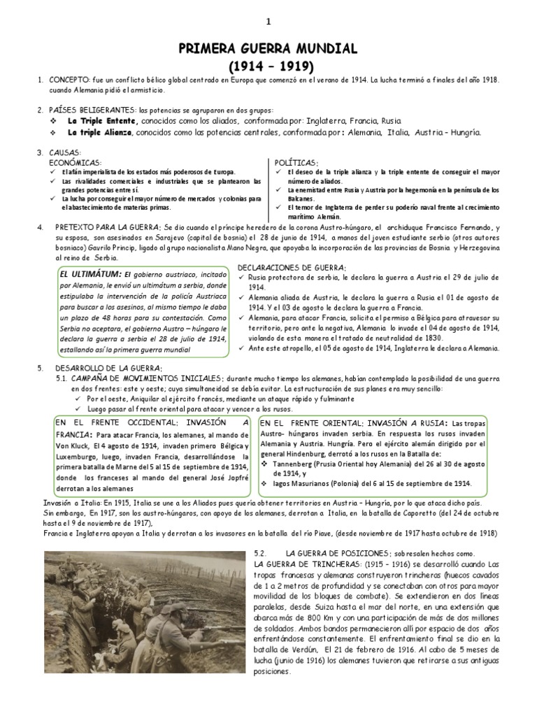 Causas y Bandos de la Primera Guerra Mundial | PDF | imperio Alemán ...