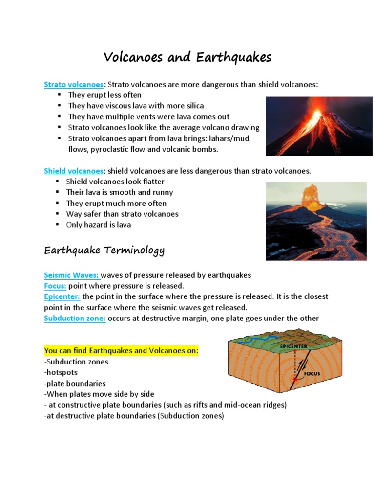 Earthquakes and Volcanoes Overview | PDF | Volcano | Earthquakes