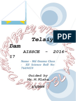 Telaiya Dam: AISSCE - 2016-17