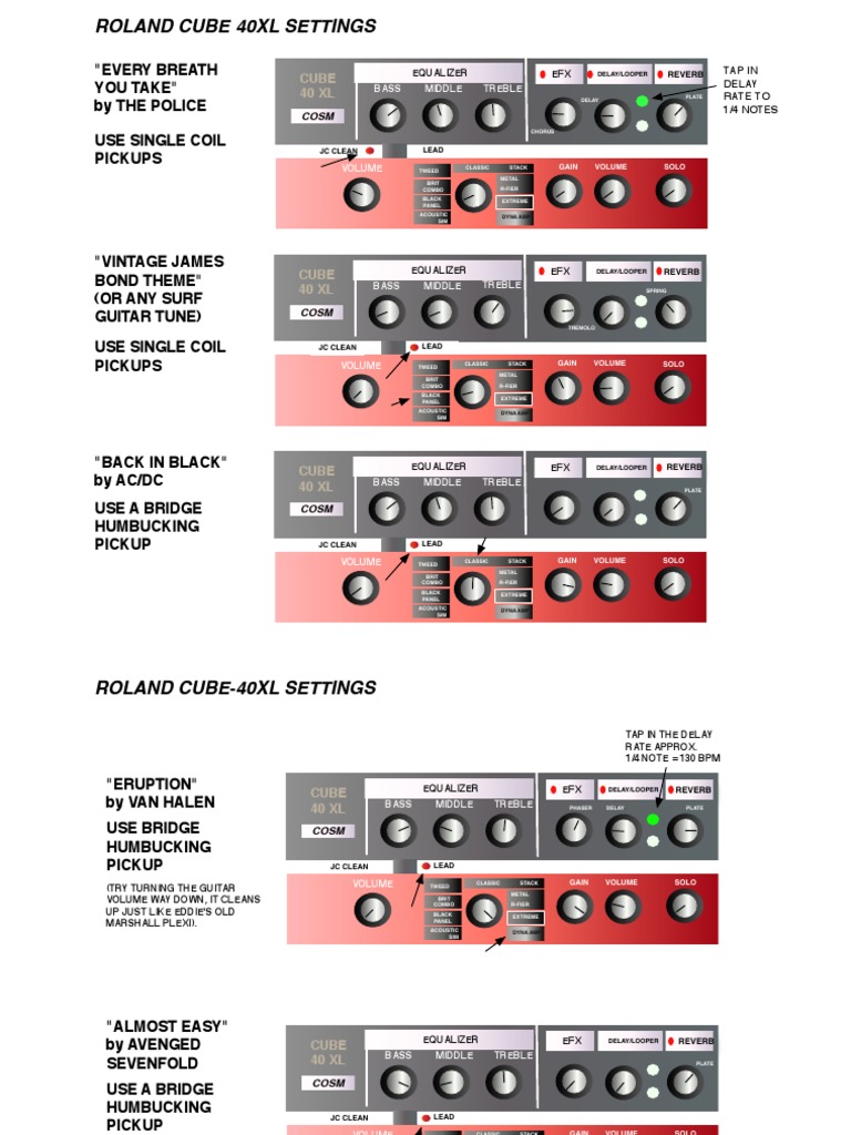 Cube-40xl Amp Settings | PDF | String Instruments | Sound