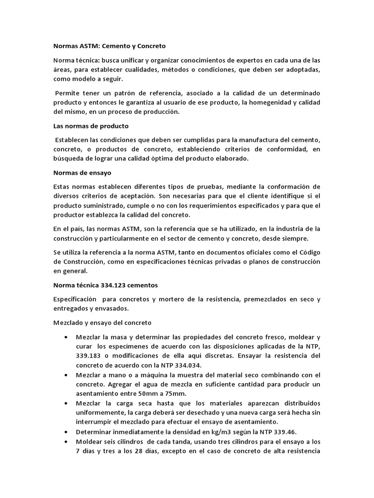 Normas ASTM | PDF | Hormigón | Cemento