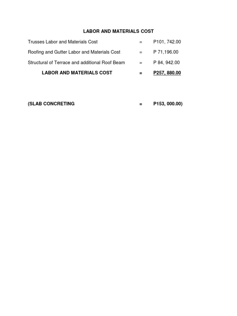 Labor and Material Cost Breakdown | PDF