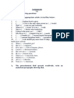 Assignments (1) Answer The Following Questions: 1. Supply The Appropriate Article (A/An/The) Below