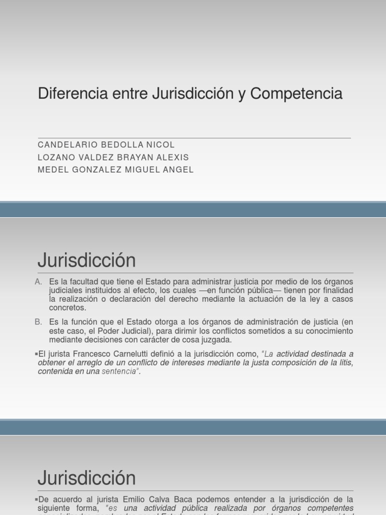 Diferencias entre Jurisdicción y Competencia | PDF | Competencia (ley ...