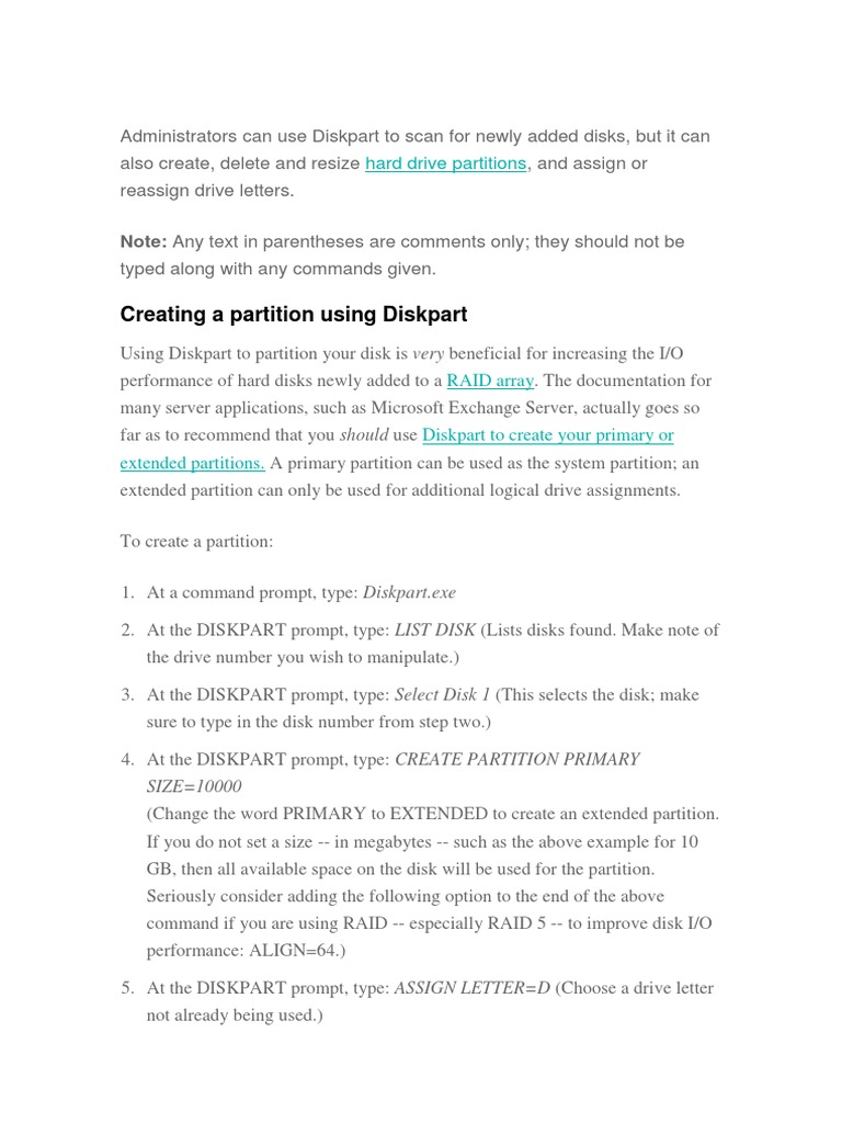 Creating A Partition Using Diskpart Hard Drive Partitions Download
