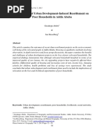 Implications of Urban Development-Induced Resettlement On Poor Households in Addis Ababa