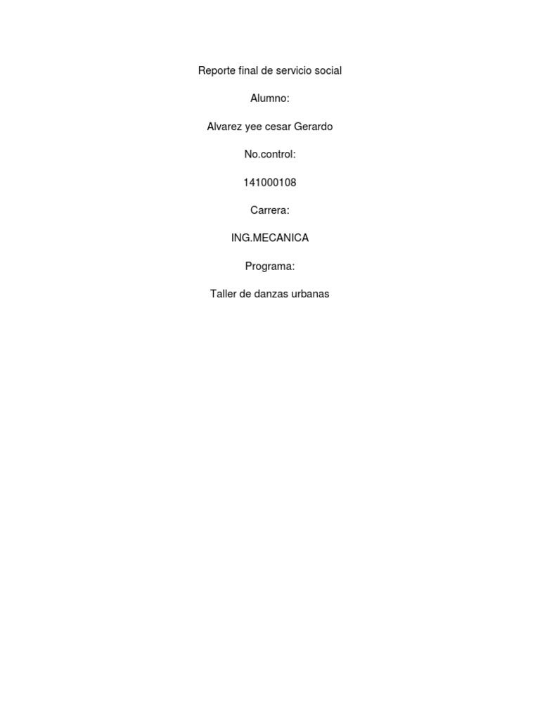 Reporte Final de Servicio Social | PDF | Bailes