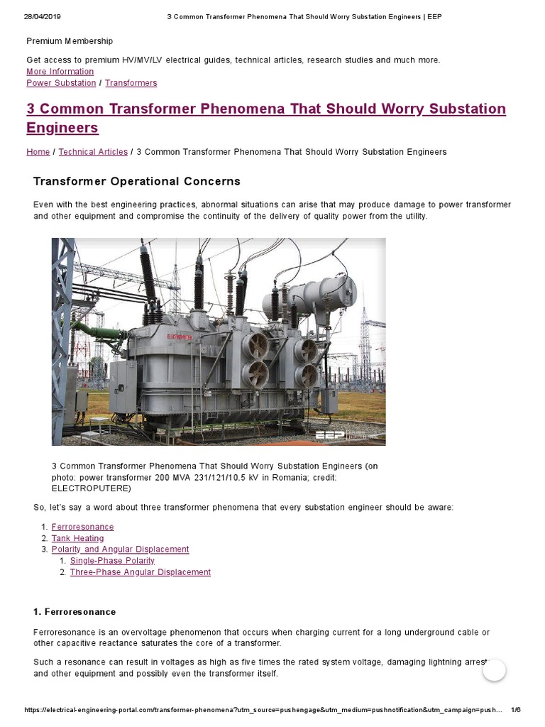 Transformer Issues for Substation Engineers | PDF | Transformer ...