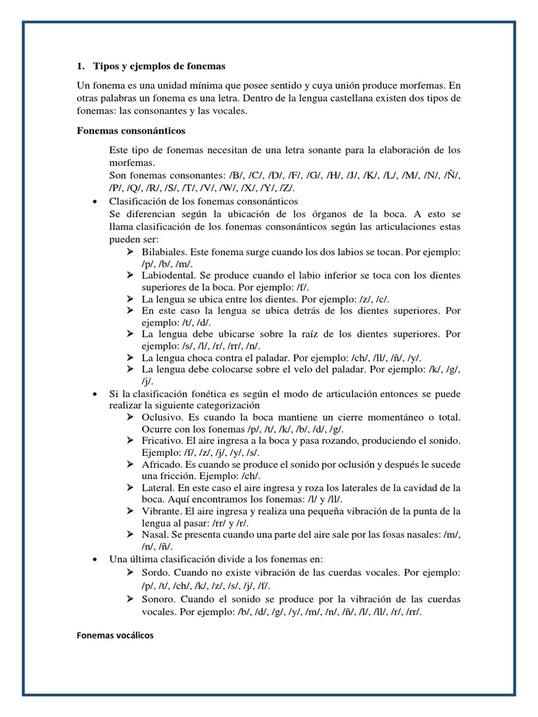 Image Result For Fonemas Cules Son Tipos Y Ejemplos Lenguaje