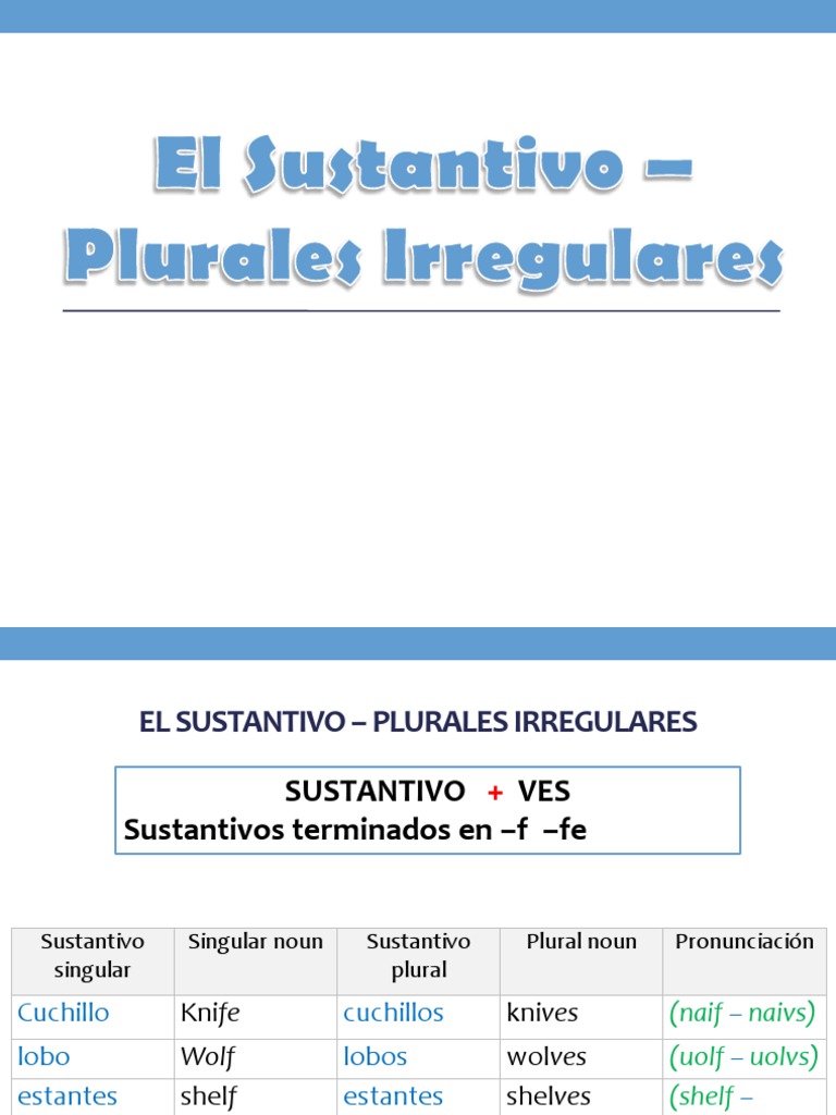 Sustantivos Plurales Irregulares | PDF | Gramática | Sintaxis, image size:768x1024