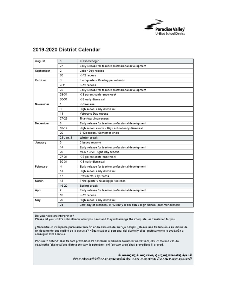 2019-2023 Pvusd District Calendar | Pdf | Observances | Holidays