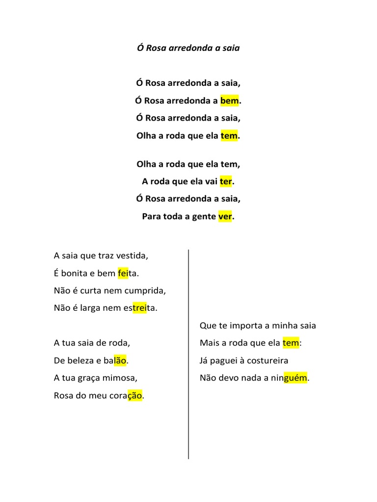 Ó Rosa Arredonda A Saia | PDF