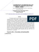 The Effect of Personality On Speaking Skills of Tenth Grade Students of Language Class at Sma Negeri 1 Sawan