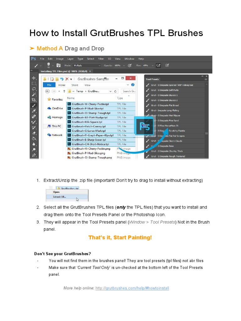 How To Install GrutBrushes TPL Brushes PDF