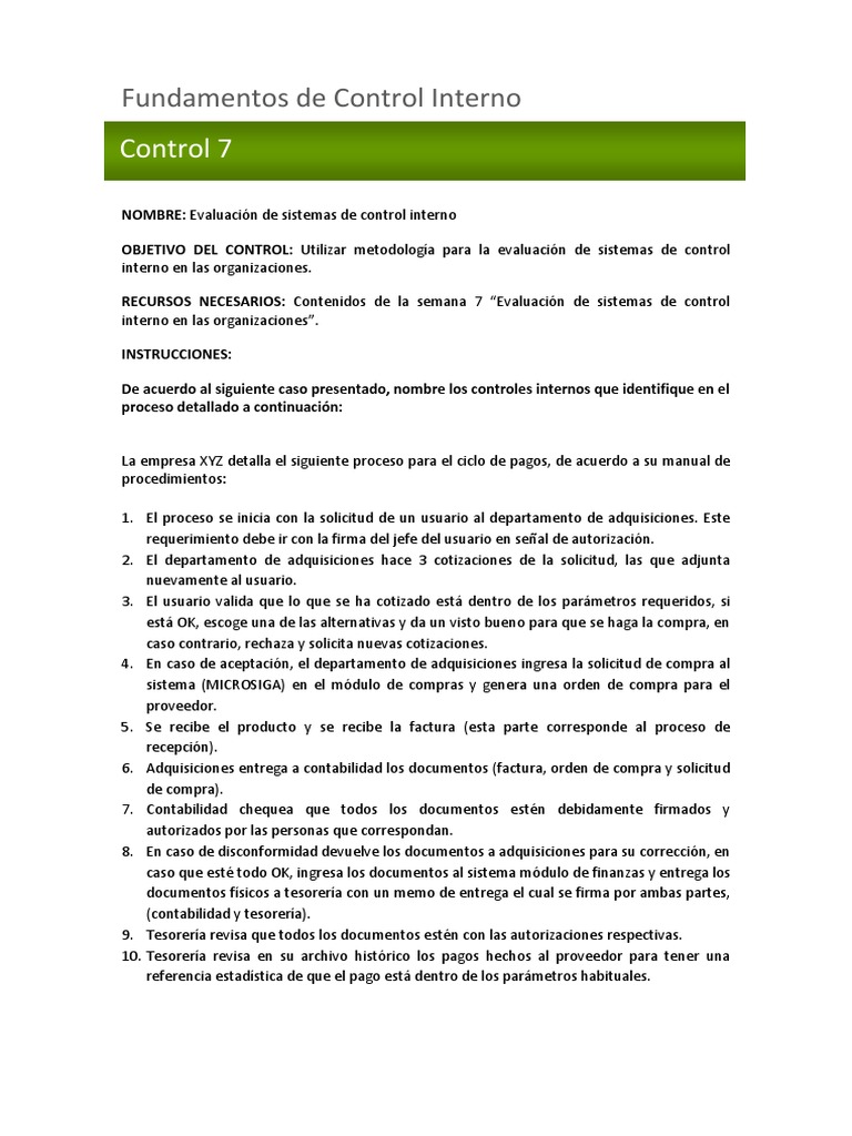 Control 7 Fundamentos de Control Interno PDF | PDF | Contabilidad ...