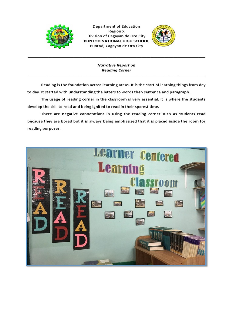 Narrative Report on Reading Corner | PDF | Human Communication ...