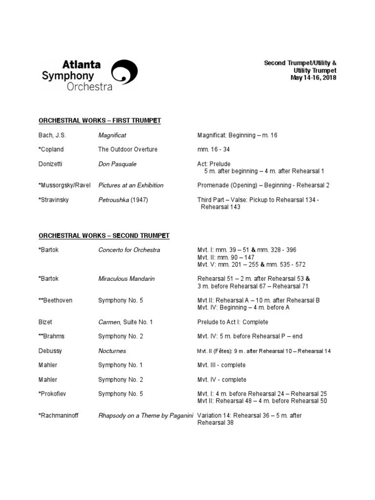 Trumpet Audition Book PDF Orchestras Suite (Music)