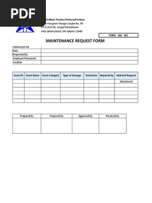 permintaan maintenance alat
