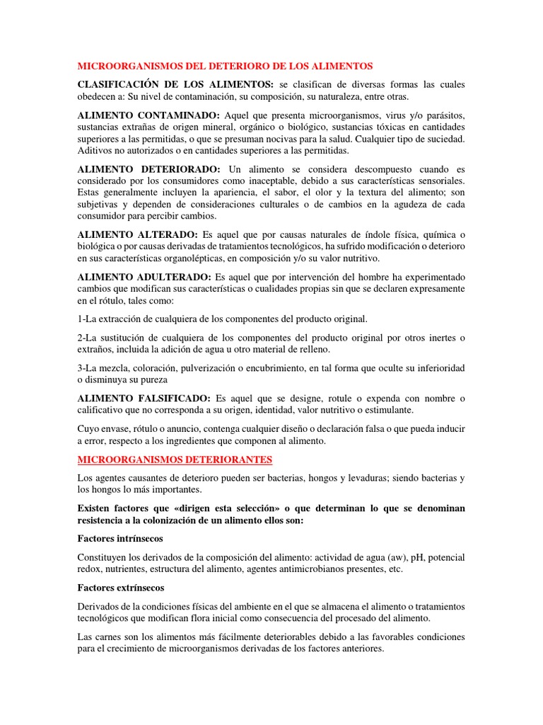 Microorganismos Deteriorantes de Alimentos | PDF | Alimentos | Bacilo