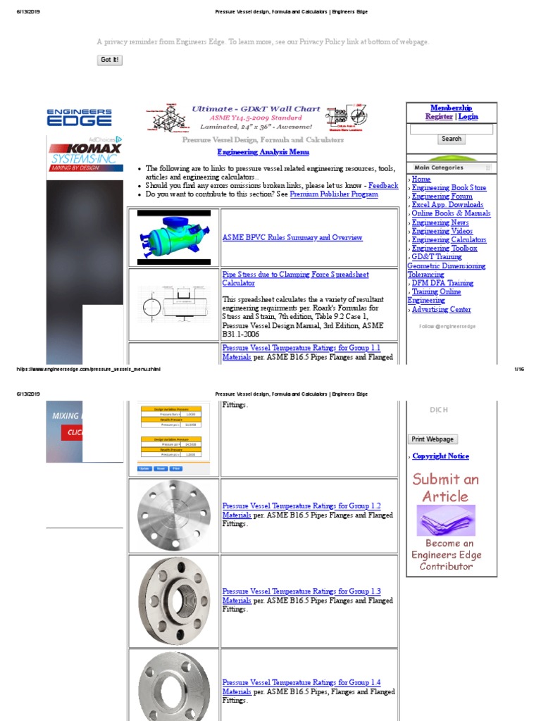 Pressure Vessel Design, Formula and Calculators Engineers Edge PDF