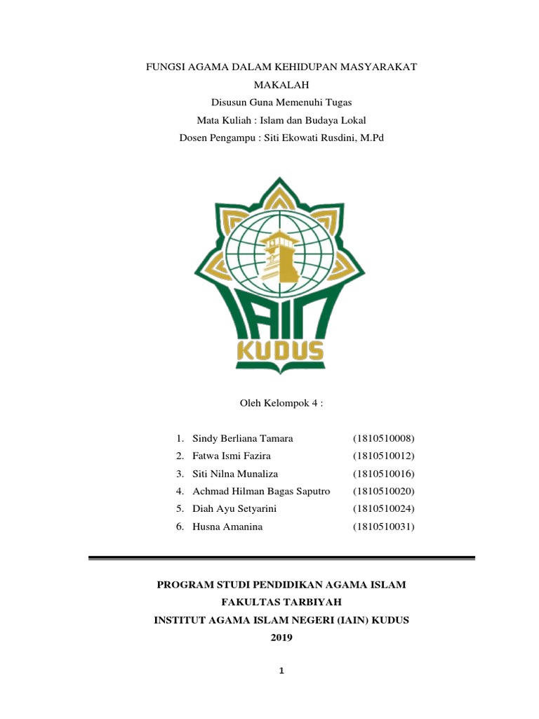 Makalah Plus Footnote Fungsi Agama Bagi Kehidupan Bermasyarakat