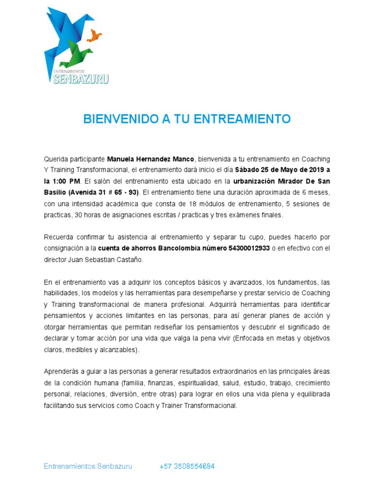carta de bienvenida  Cognición  Sicología y ciencia cognitiva