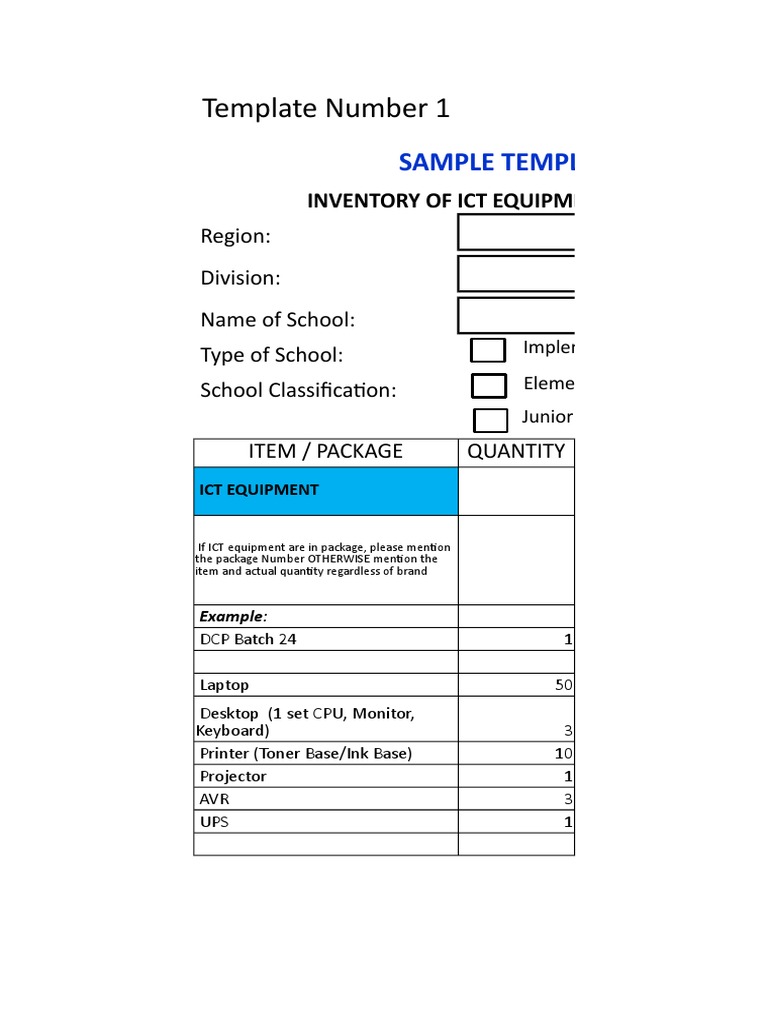 ICT Equipment Inventory Template for Schools | PDF | Areas Of Computer ...