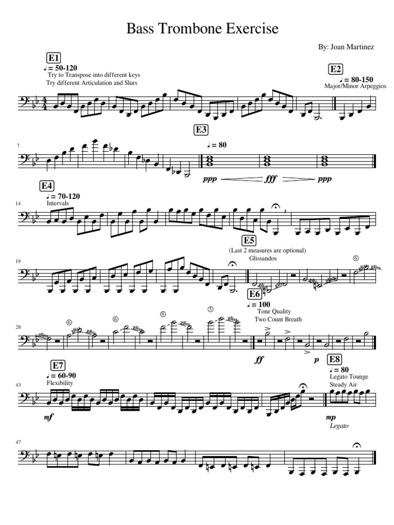 Bass Trombone Exercise By Joan Martinez = 50120 = 80150 Chess
