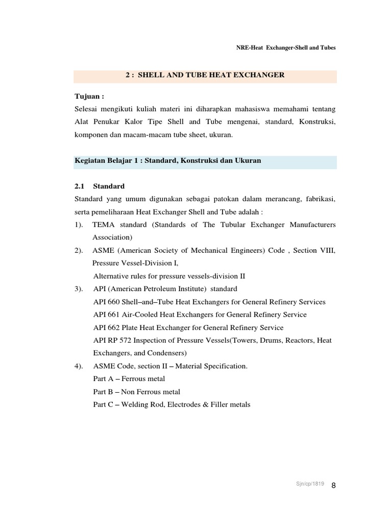 Konstruksi dan Standar Heat Exchanger | PDF