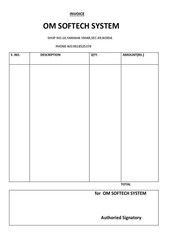 Invoice from OM Softech System | PDF