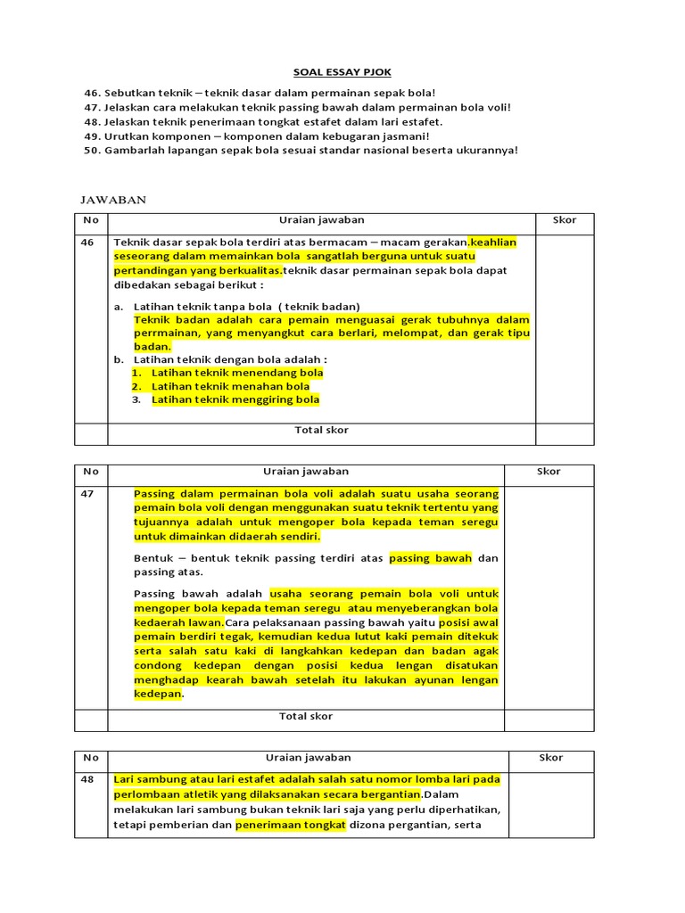 Soal Esay 2018 2019 Docx