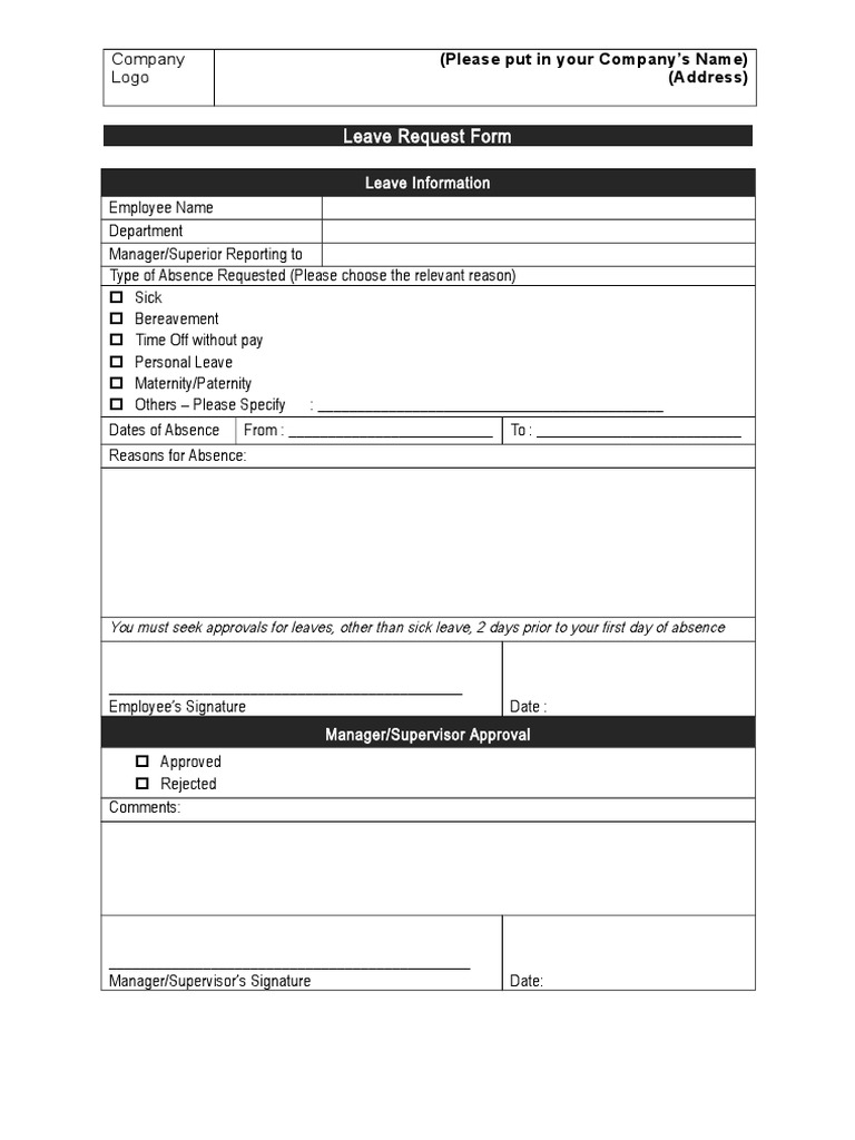 Leave Request Form | PDF | Finance & Money Management
