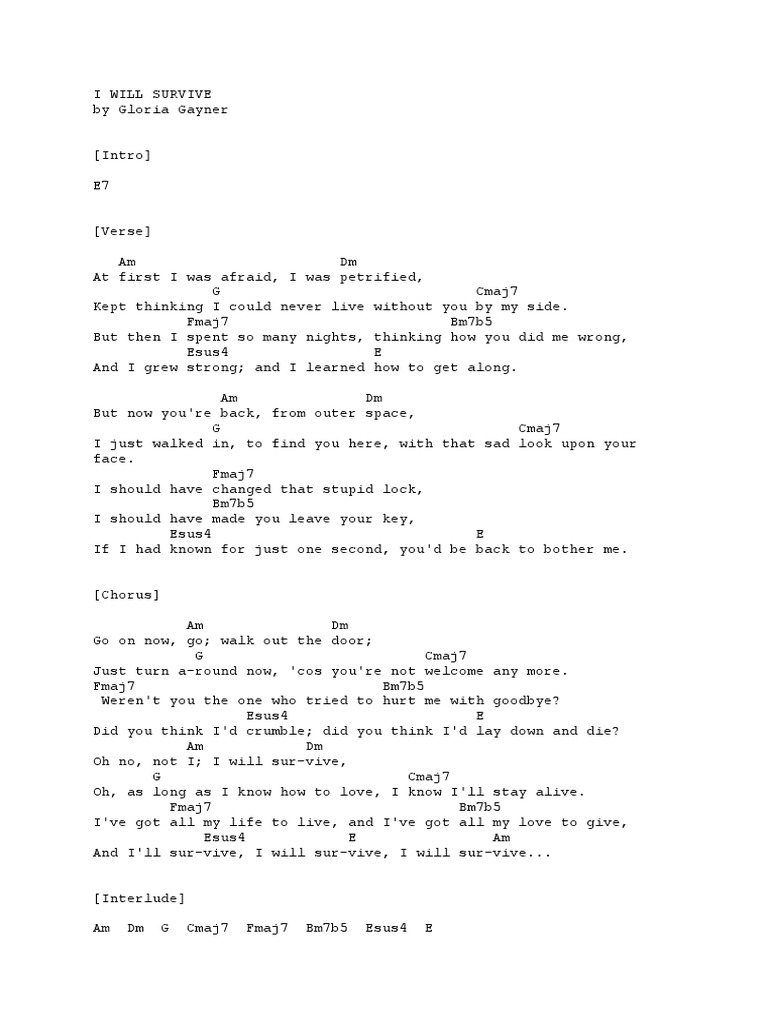 I Will Survive Chords PDF