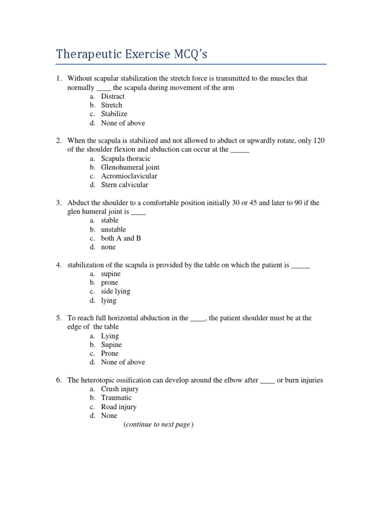 Therapeutic Exercise MCQ Anatomical Terms Of Motion Shoulder