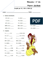 Multiplicação Por 10, 100 e 1000 (I)