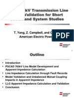 AEP's 765kV Transmission Line Model Validation For Short Circuit and System Studies