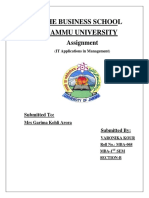 The Business School Jammu University: Assignment