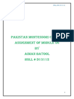 Pakistan Montessori Council Assignment of Module 06 by Aiman Batool Roll # D13112