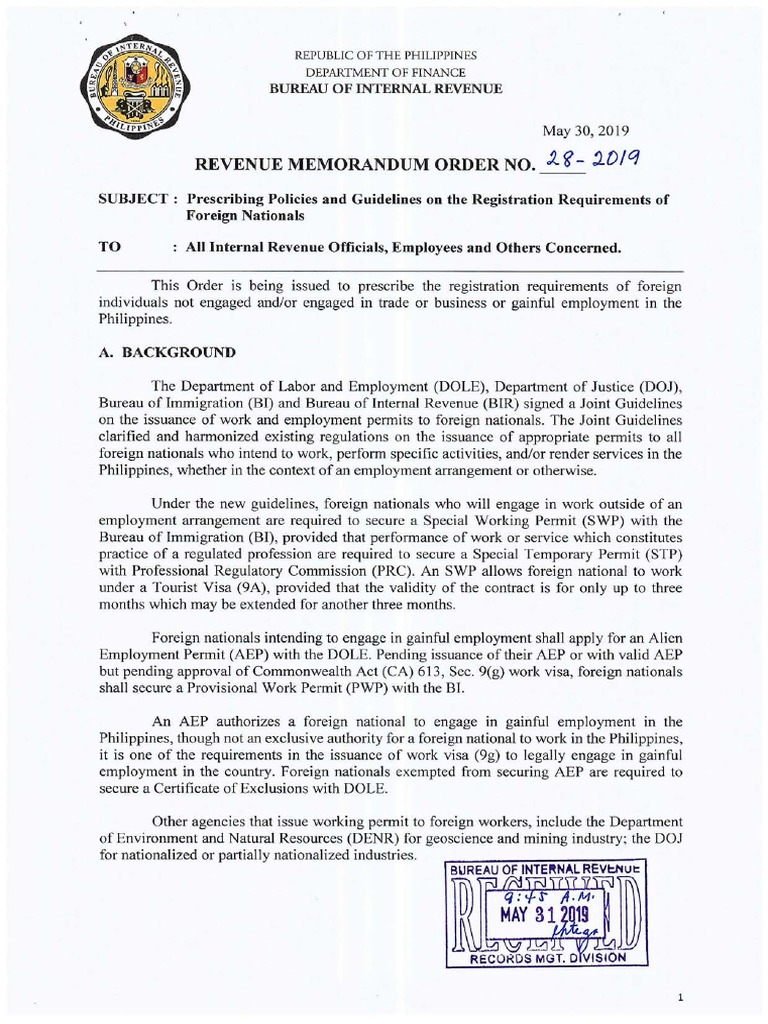 Annex C Of Rmo No. 9 2021