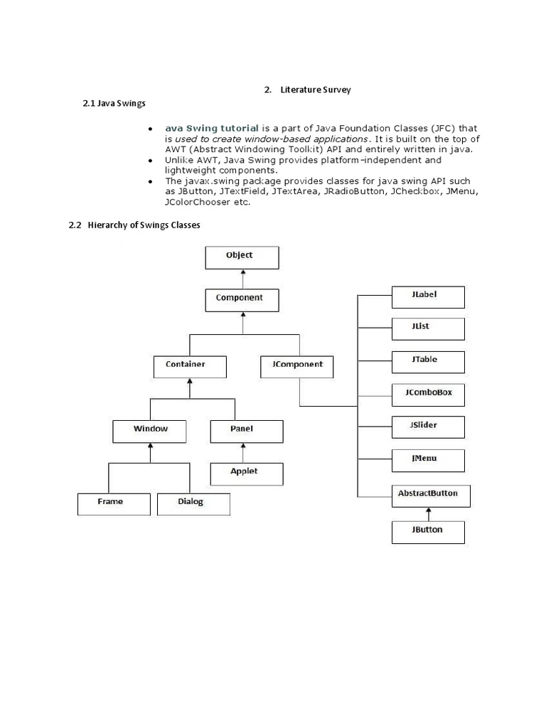Literature Survey 2.1 Java Swings: Ava Swing Tutorial | PDF ...