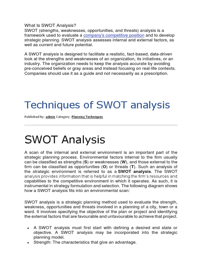 What Is SWOT Analysis | PDF | Swot Analysis | Market (Economics)