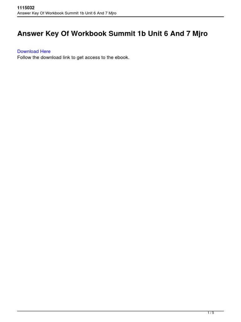 Summit 1b Units 6-7 Answer Key | PDF