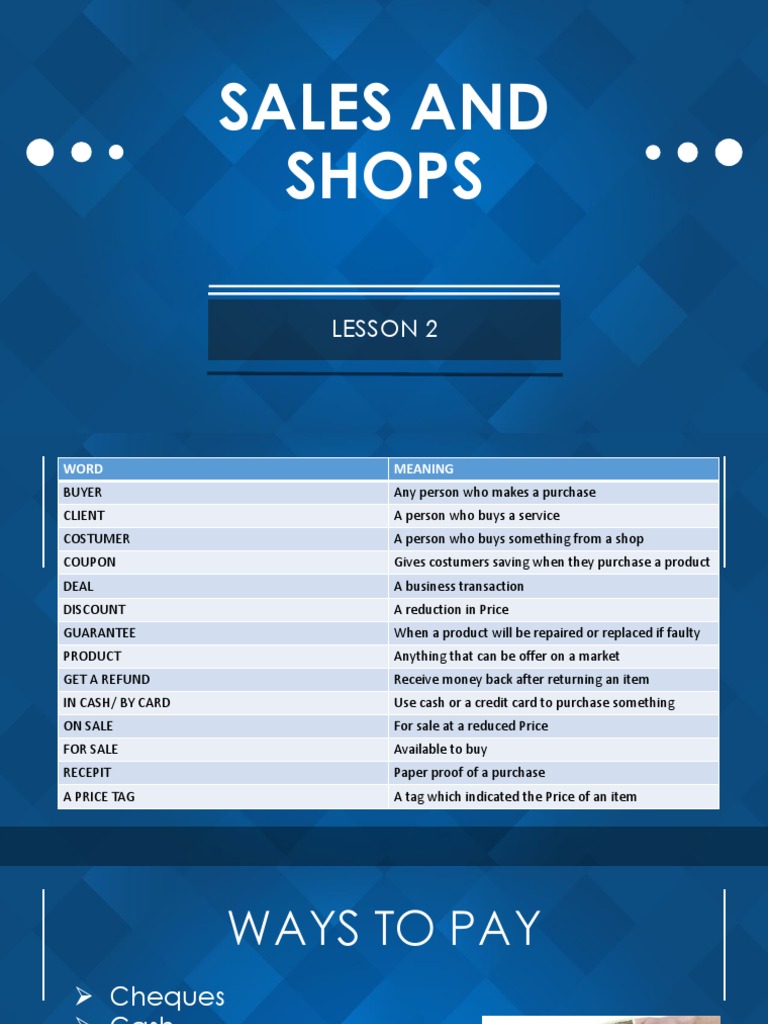 Sales and Shops PDF Discounts And Allowances Verb